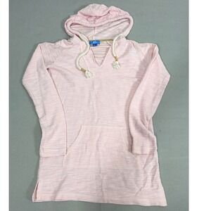Blue Curl Beachwear Pink Textured Hoodie Swim Cover Up V-Neck Medium